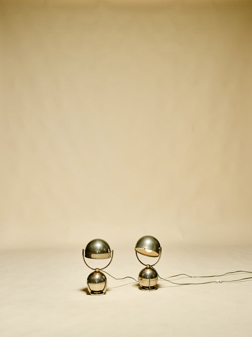 A Pair of Felix Aublet Nickel-Plated Table Lamps