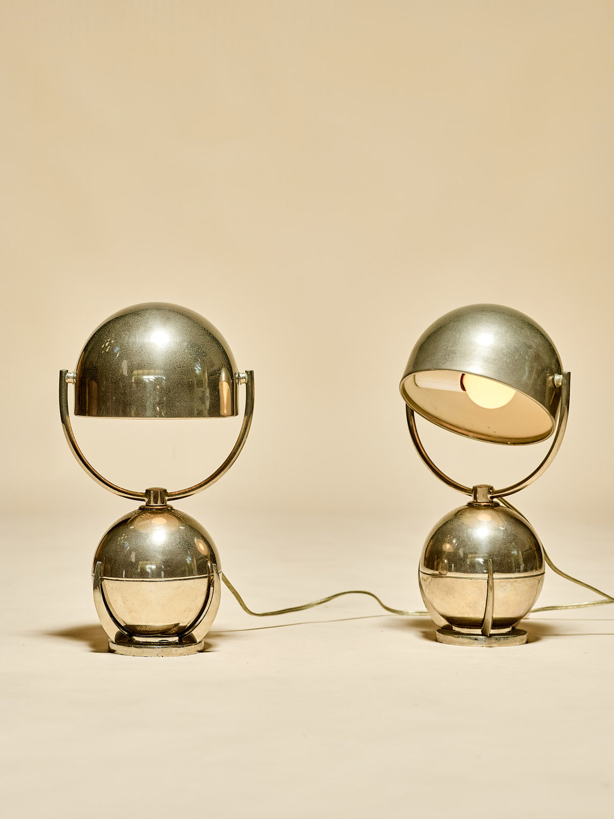 A Pair of Felix Aublet Nickel-Plated Table Lamps